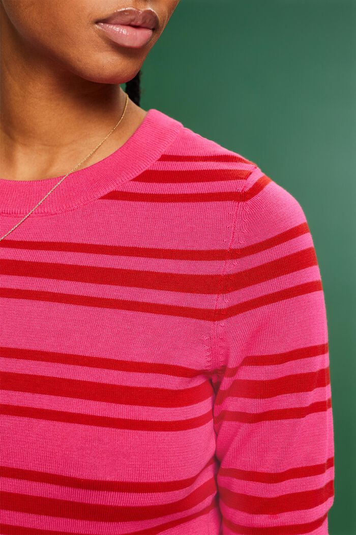Sweat-shirt rayé à col ras-du-cou, PINK FUCHSIA, detail image number 3
