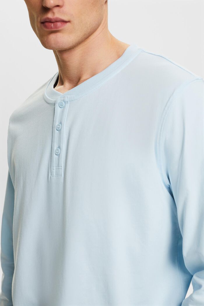 Haut à col tunisien en jersey, PASTEL BLUE, detail image number 2