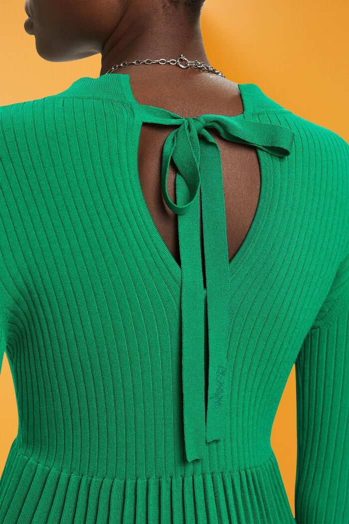 Mini-robe plissée à manches longues et encolure ronde, EMERALD GREEN, detail image number 1