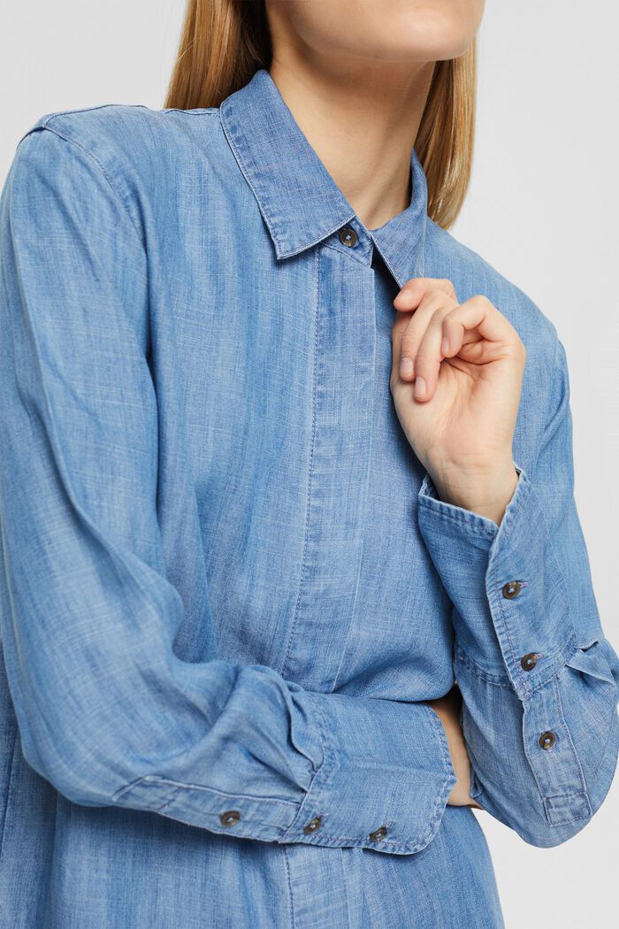 Aus TENCEL™: Oversize-Bluse in Denimoptik, BLUE MEDIUM WASHED, detail image number 2