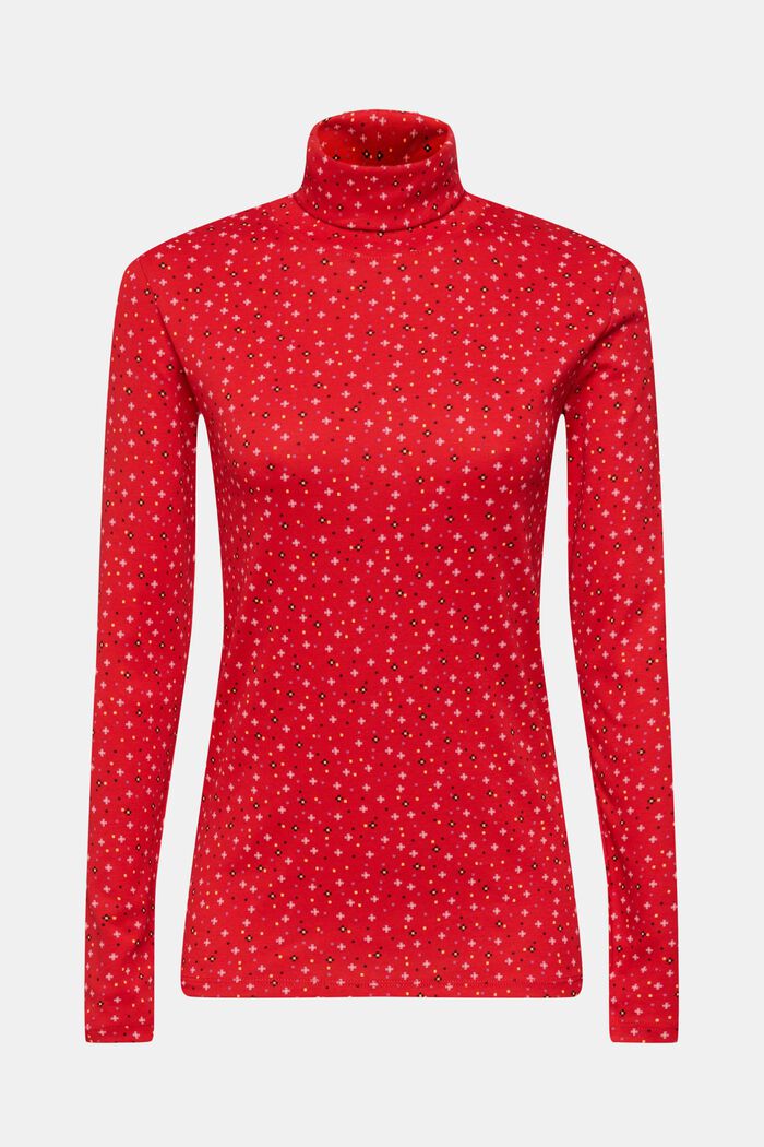 T-shirt à manches longues animé d’un motif, 100 % coton, DARK RED, detail image number 2