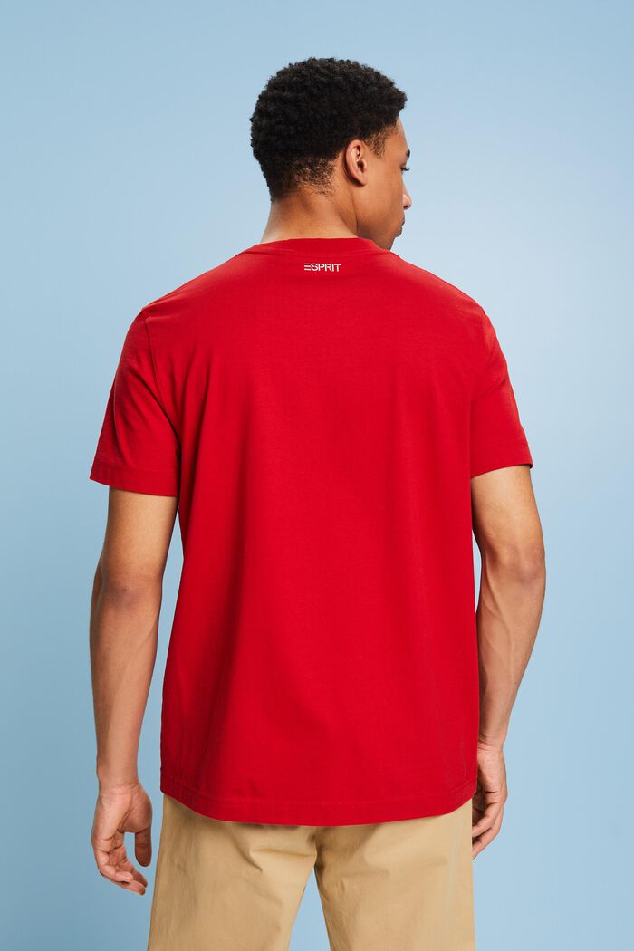 T-Shirt mit floralem Print und Logo, DARK RED, detail image number 2