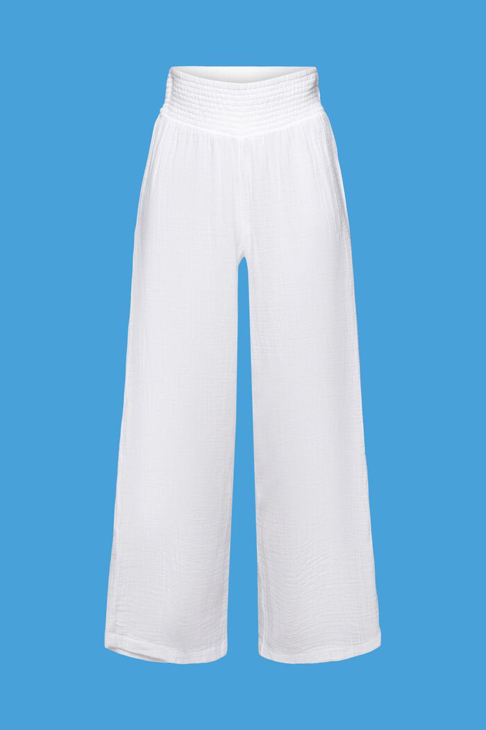 Hose mit weitem Bein, 100 % Baumwolle, WHITE, detail image number 4