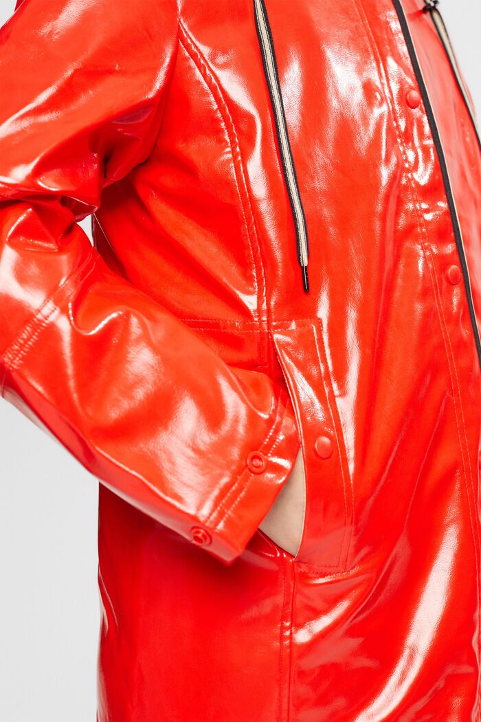 Manteau en similicuir verni, RED, detail image number 4
