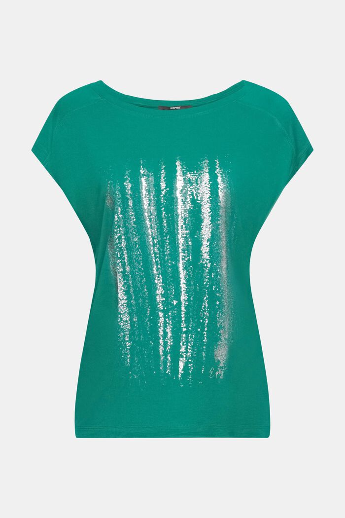 T-Shirt mit Print vorne, LENZING™ ECOVERO™, EMERALD GREEN, detail image number 6