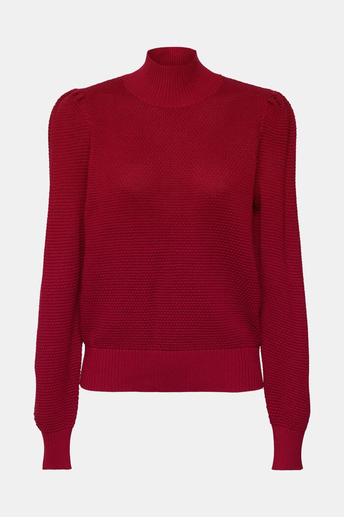 Strukturierter Pullover mit Stehkragen, CHERRY RED, detail image number 2