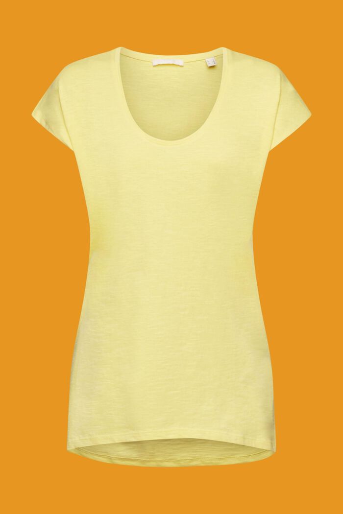 Baumwoll-T-Shirt mit U-Ausschnitt, LIGHT YELLOW, detail image number 6