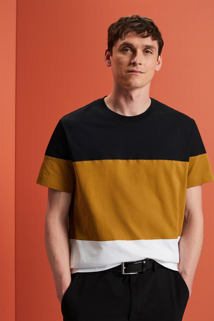 T-shirt color block, 100 % coton, BLACK, detail image number 4