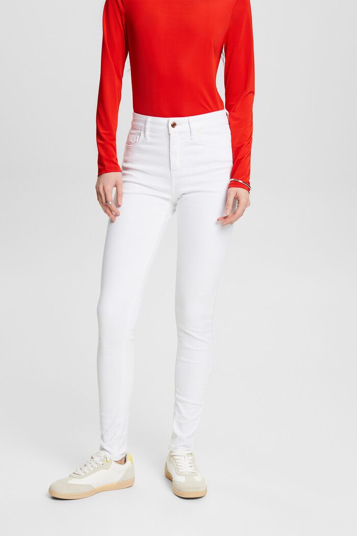Skinny Jeans mit hohem Bund, WHITE, detail image number 0
