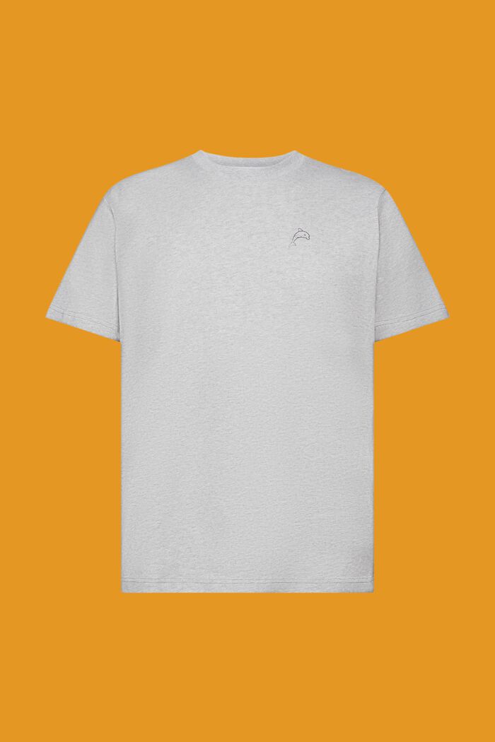 T-shirt en coton à imprimé dauphin, LIGHT GREY, detail image number 6