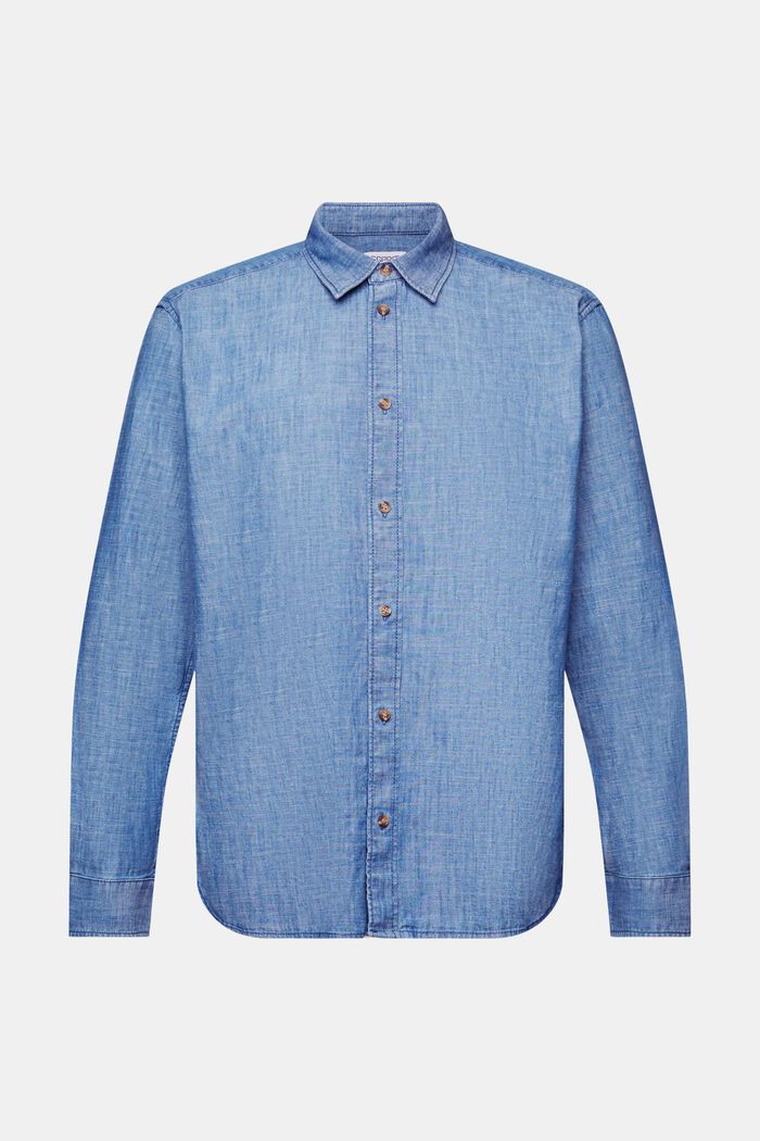 Chemise à col boutonné en chambray, BLUE MEDIUM WASHED, detail image number 7