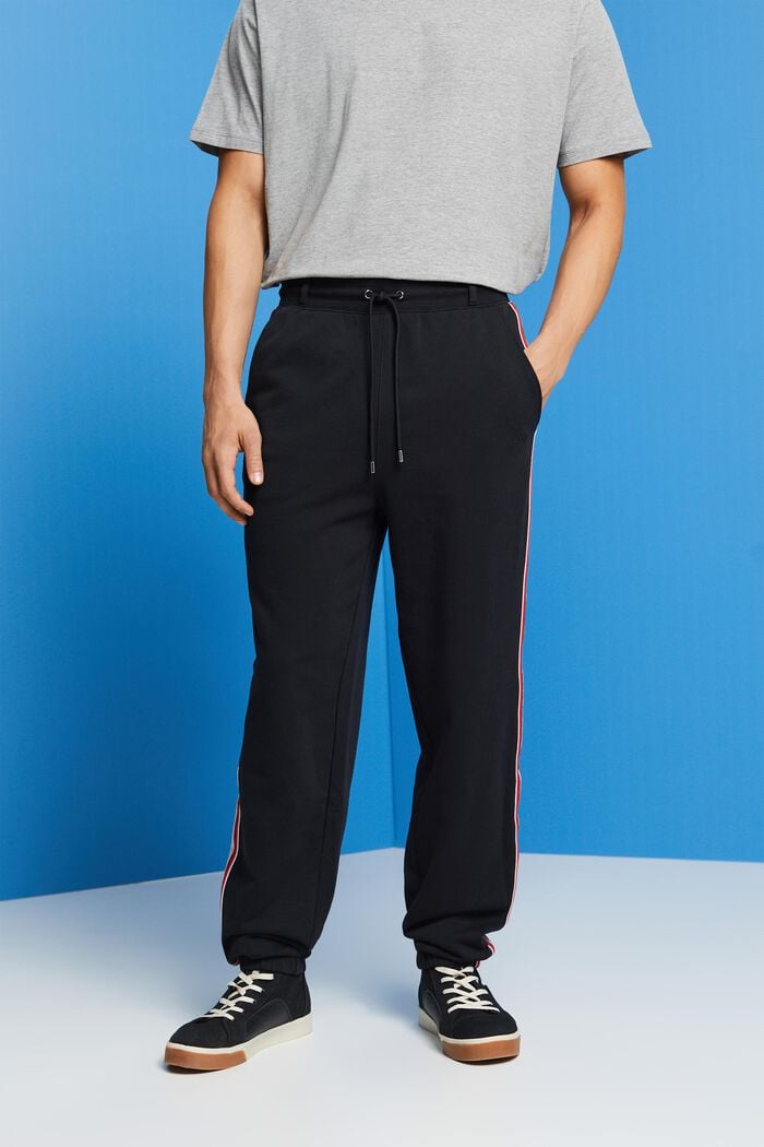 Pantalon de survêtement rayé en coton, BLACK, detail image number 0