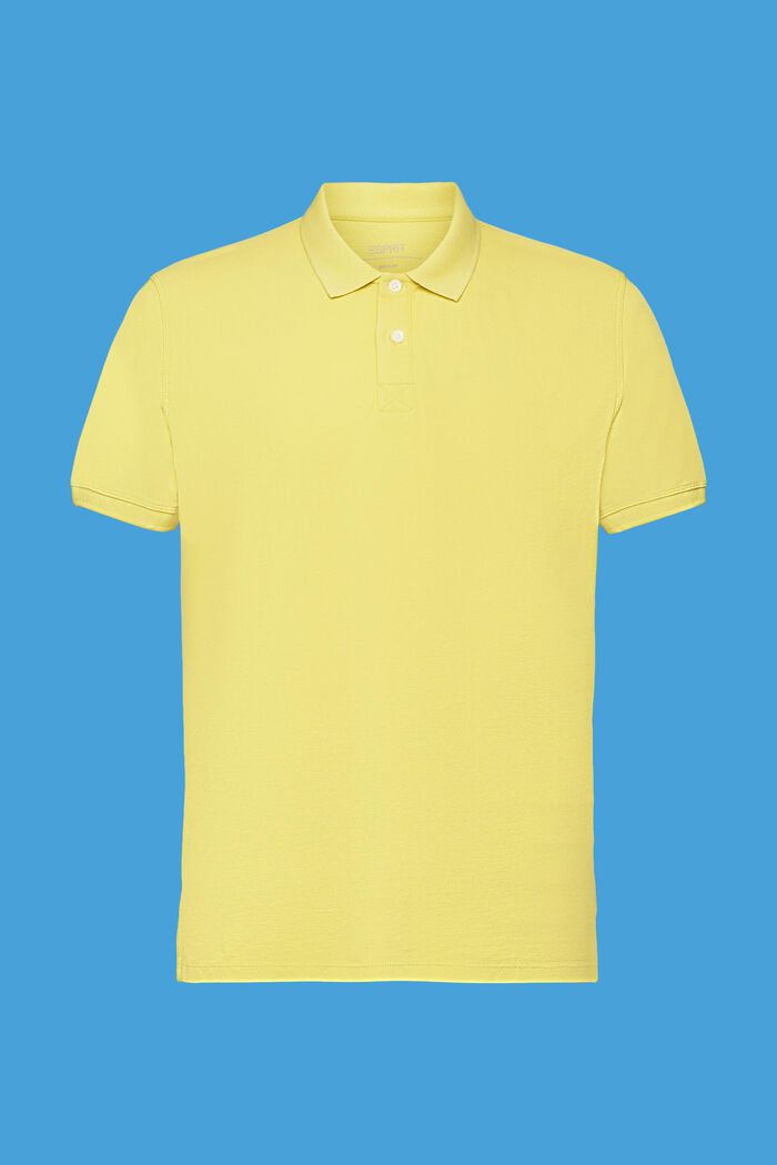 Poloshirt aus Stone-Washed-Baumwollpikee, DUSTY YELLOW, detail image number 6