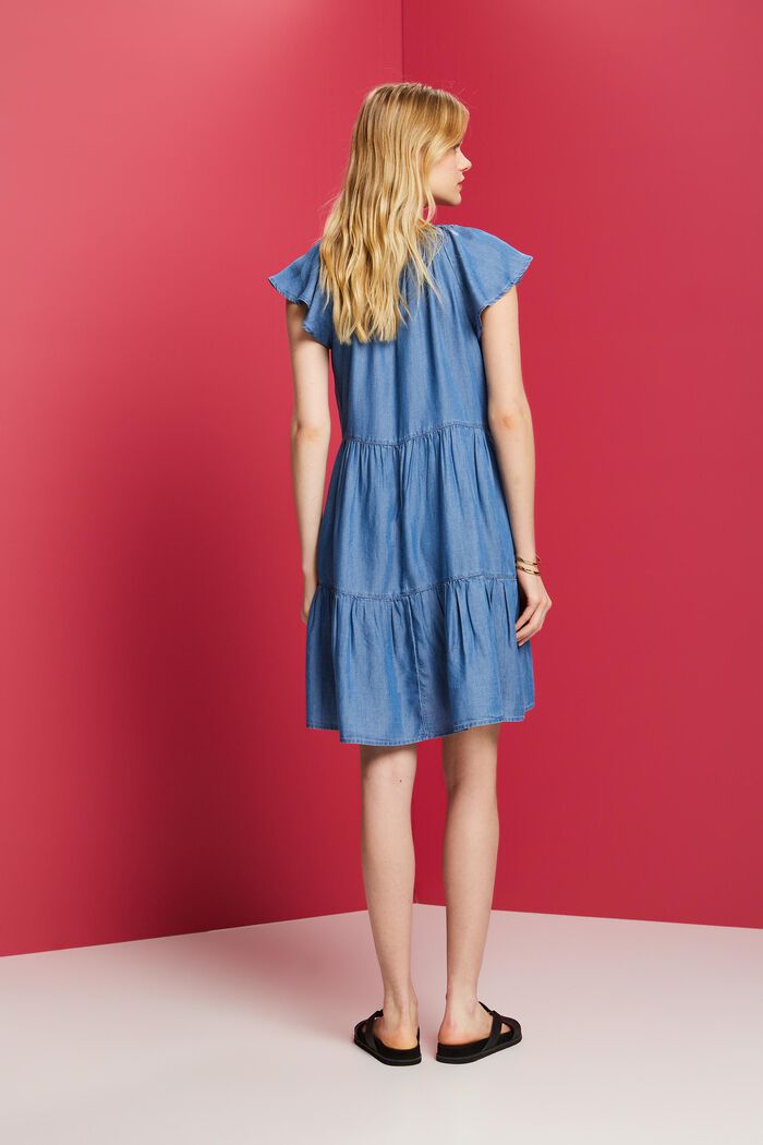 Mini-Jeanskleid im Stufendesign, BLUE MEDIUM WASHED, detail image number 3