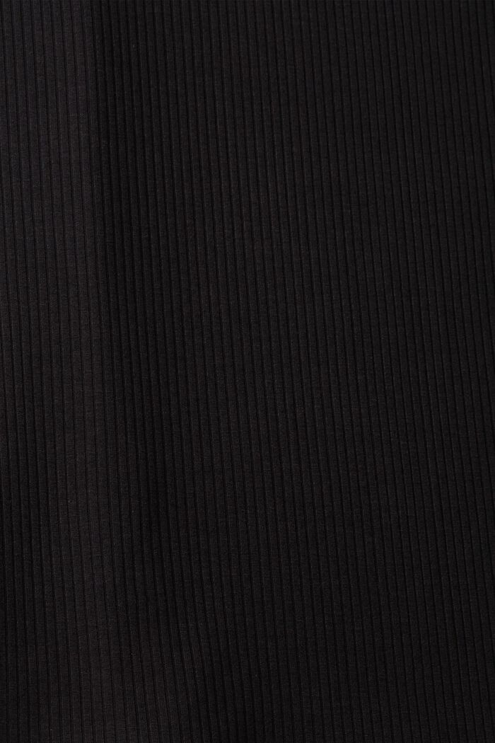 T-shirt côtelé à manches longues orné de détails en dentelle, BLACK, detail image number 5