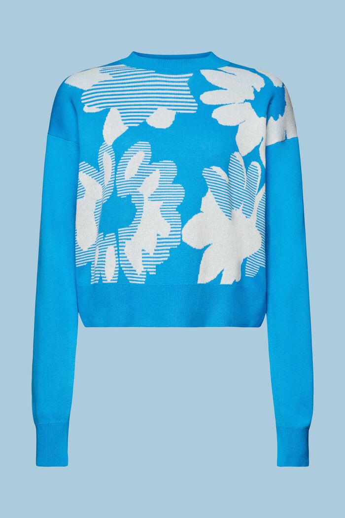 Jacquard-Sweatshirt aus Baumwolle, BLUE, detail image number 6