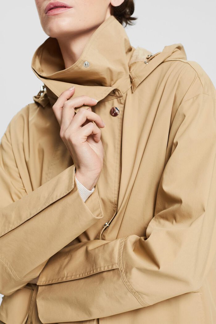 Mantel mit abnehmbarer Kapuze, CAMEL, detail image number 0