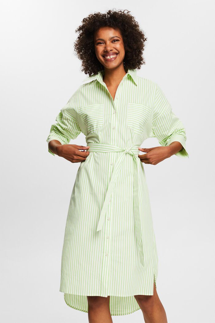 Robe-chemise en popeline rayée, GREEN, detail image number 2