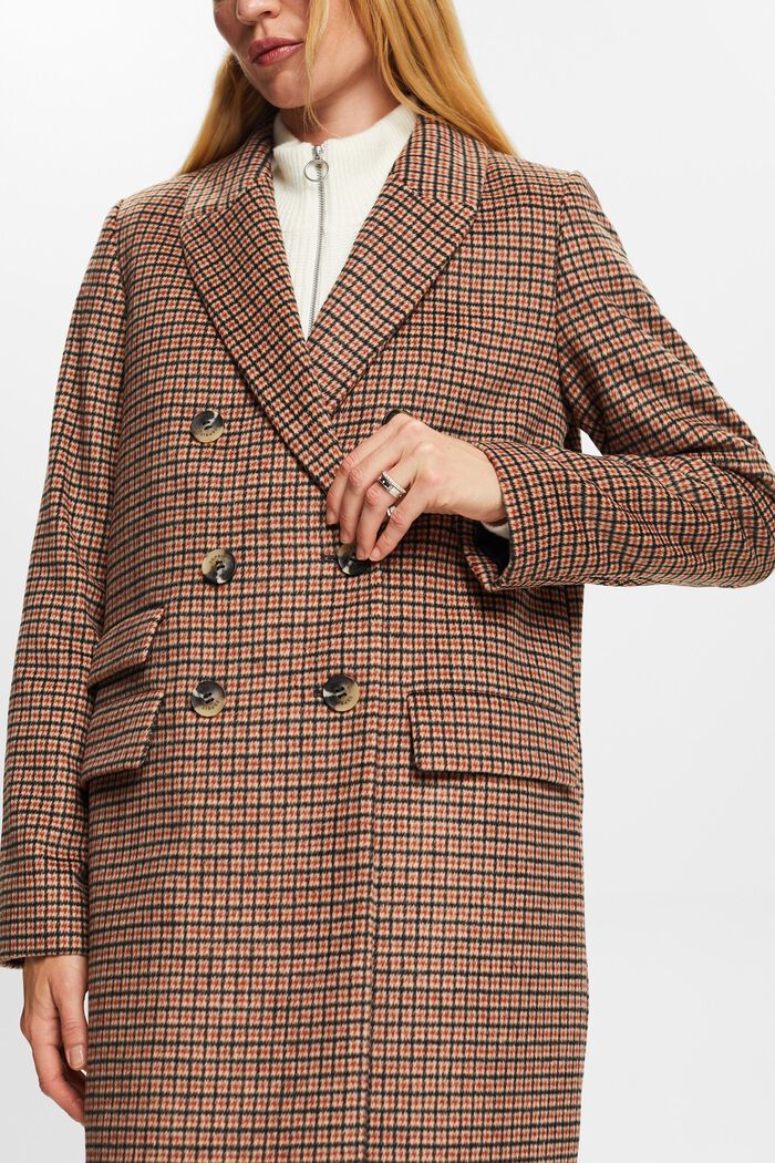Manteau en laine mélangée à carreaux, TERRACOTTA, detail image number 2