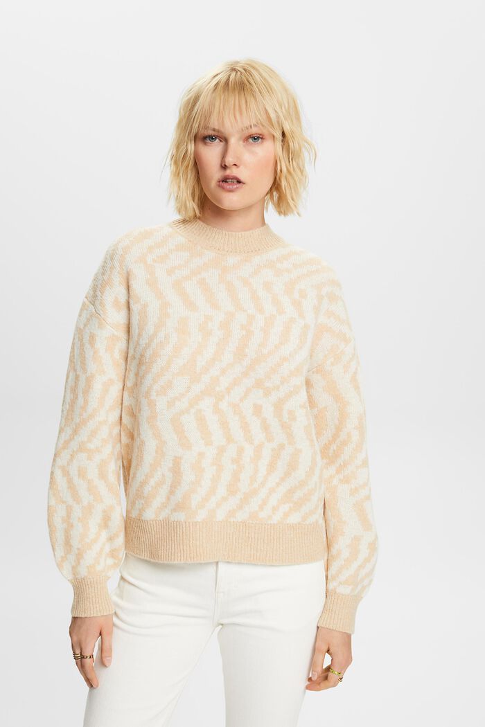 Pull-over en jacquard abstrait, DUSTY NUDE, detail image number 0