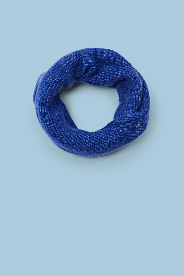 Écharpe tube en mélange de laine et de mohair à motif torsadé, BRIGHT BLUE, detail image number 0