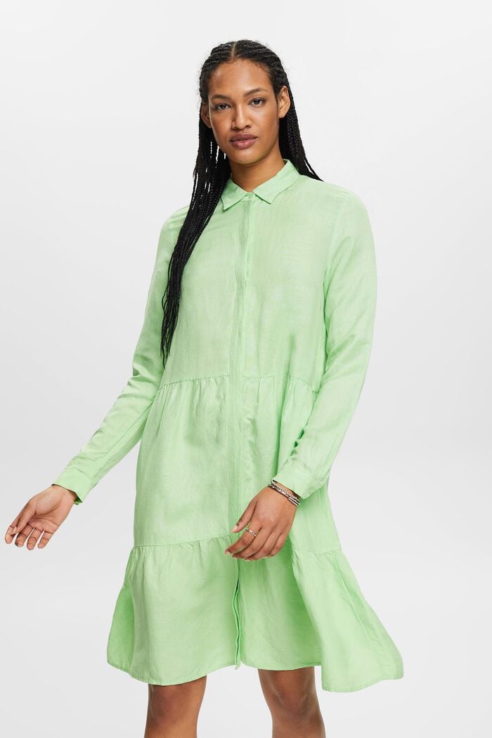 Mini robe-chemise en lin mélangé, CITRUS GREEN, detail image number 0