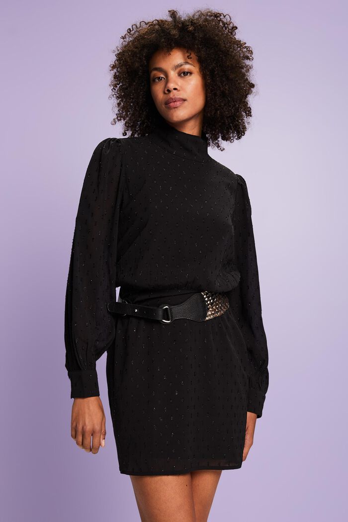 Mini-robe en mousseline et plumetis scintillant, BLACK, detail image number 1