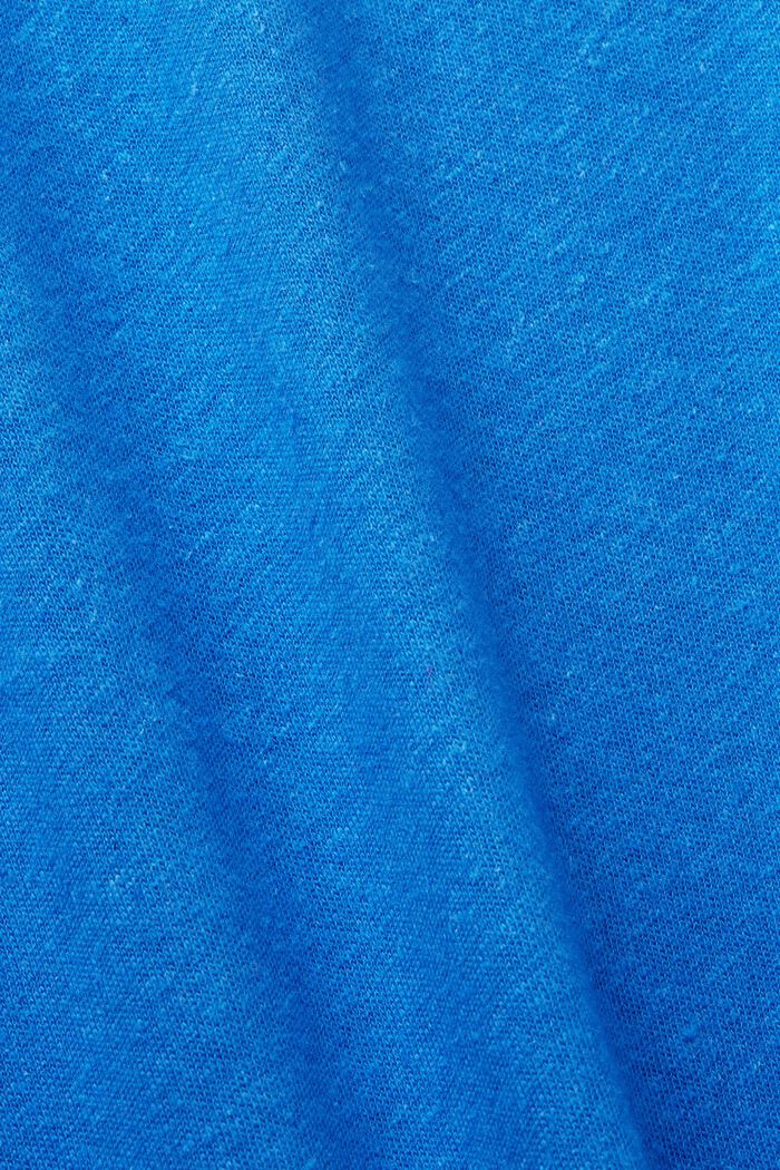 T-shirt en mélange de coton et lin, BRIGHT BLUE, detail image number 4