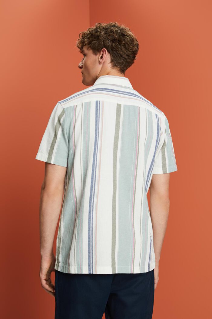 Kurzarm-Hemd mit Streifen, 100% Baumwolle, DUSTY GREEN, detail image number 3