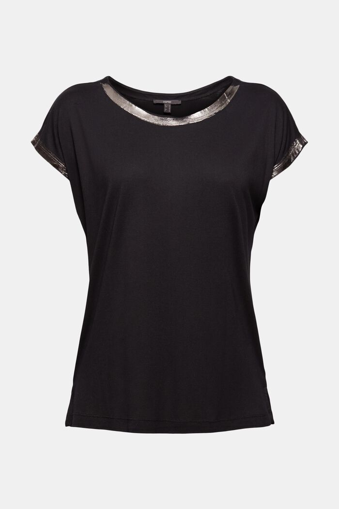 T-Shirt mit Metallic-Effekt, LENZING™ ECOVERO™, BLACK, detail image number 2
