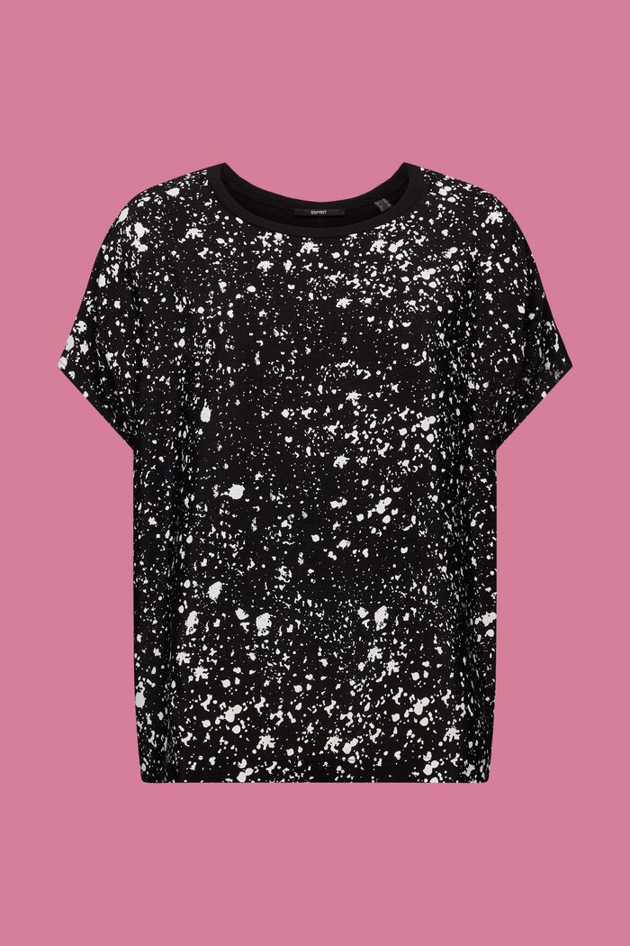 T-Shirt aus Materialmix, LENZING™ ECOVERO™, BLACK, detail image number 6