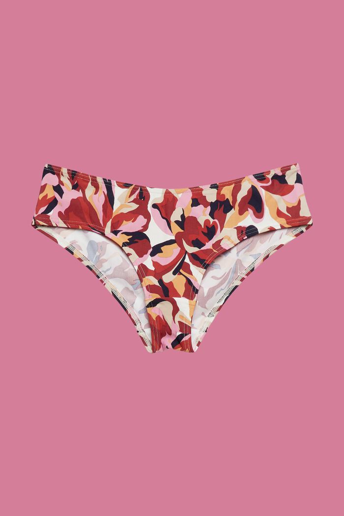 Bas de bikini taille basse à imprimé à fleurs, DARK RED, detail image number 4