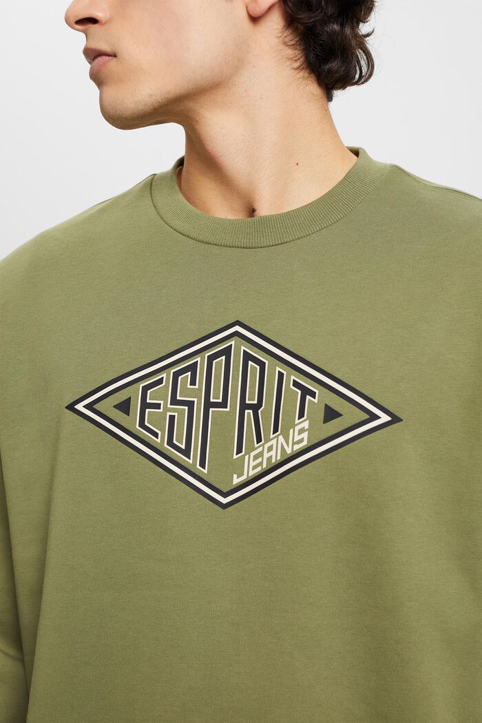 Sweat-shirt à col rond avec logo imprimé, OLIVE, detail image number 2