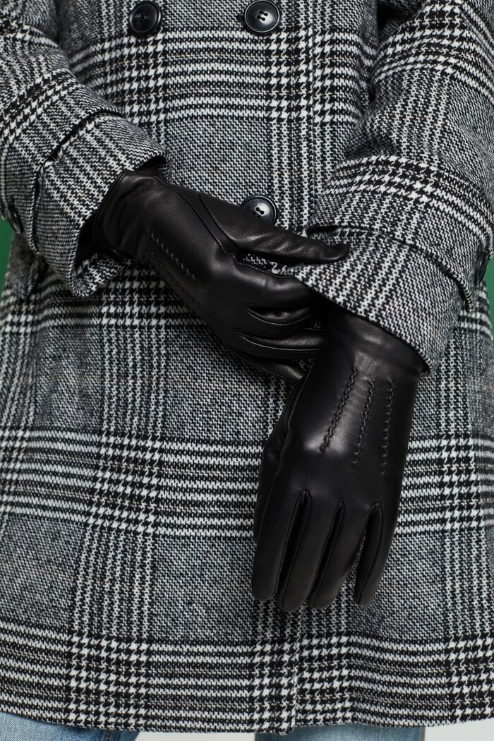 Handschuhe aus Leder, BLACK, detail image number 2