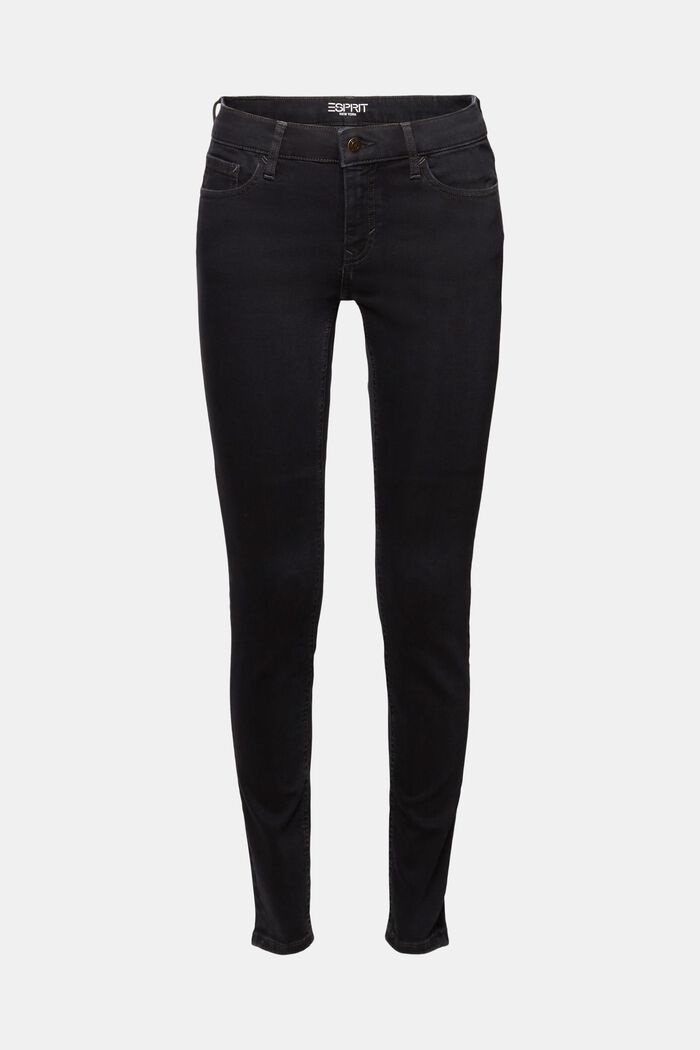 En matière recyclée : le jean Skinny à taille mi-haute, BLACK DARK WASHED, detail image number 7
