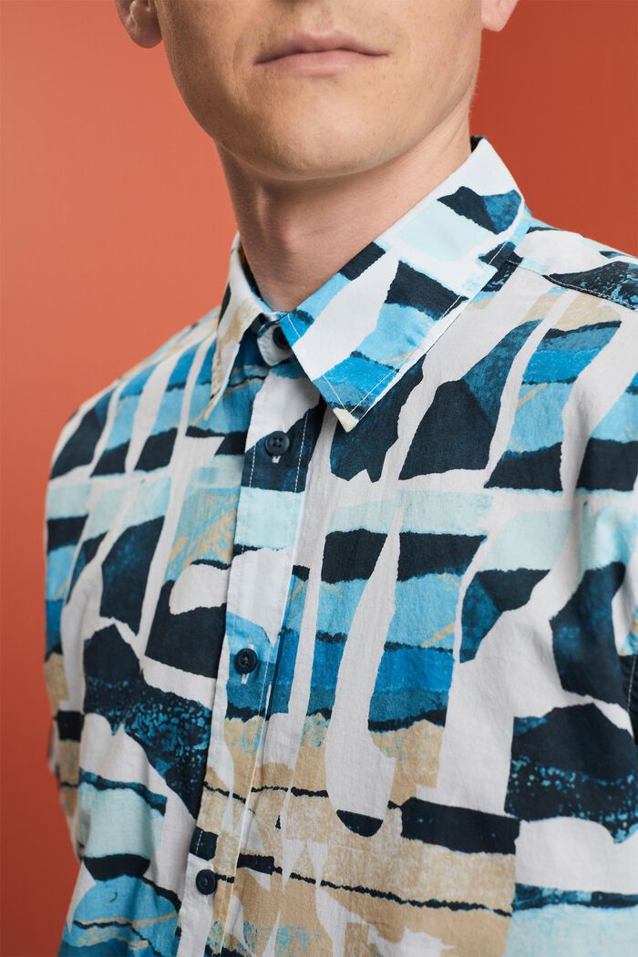 Chemise à manches courtes animée d’un motif, 100 % coton, WHITE, detail image number 2