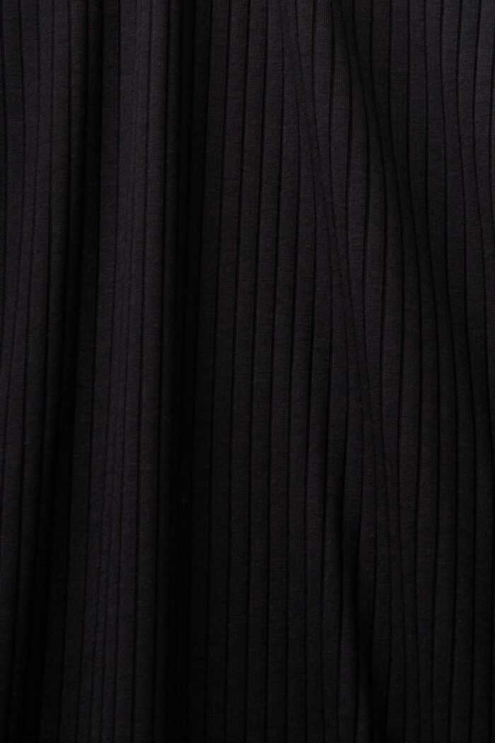 Robe longueur midi côtelée à épaules dénudées, BLACK, detail image number 6