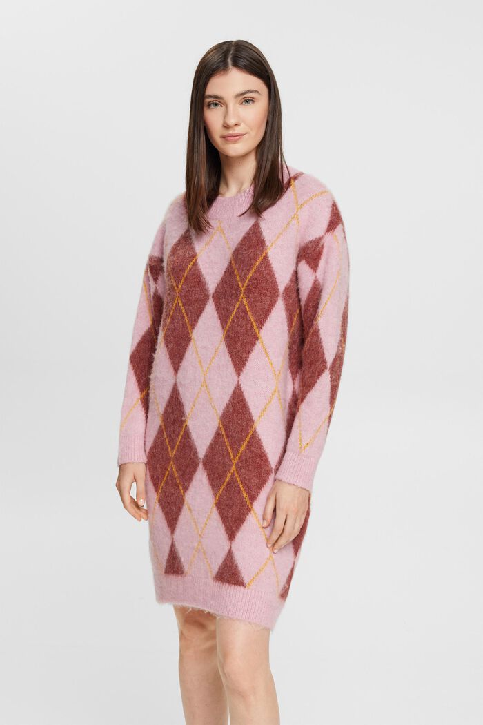 Pulloverkleid aus Wollmix mit Argyle-Muster, LIGHT PINK, detail image number 0