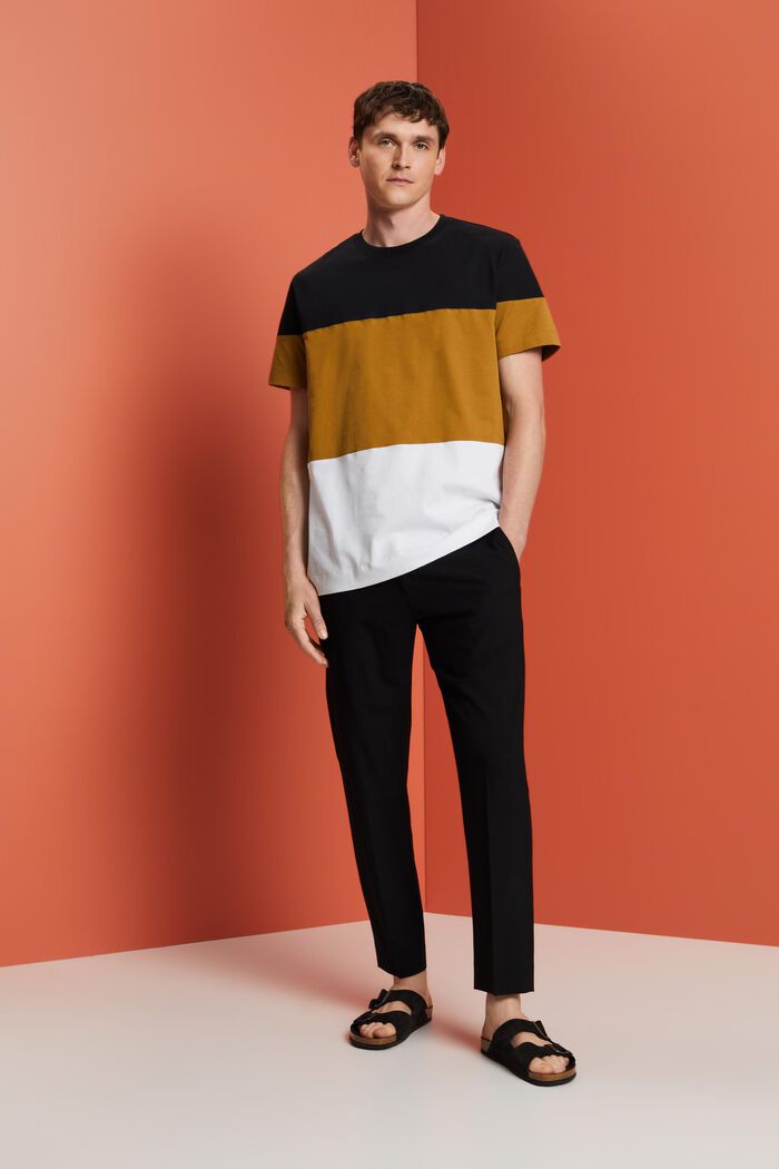 T-shirt color block, 100 % coton, BLACK, detail image number 1