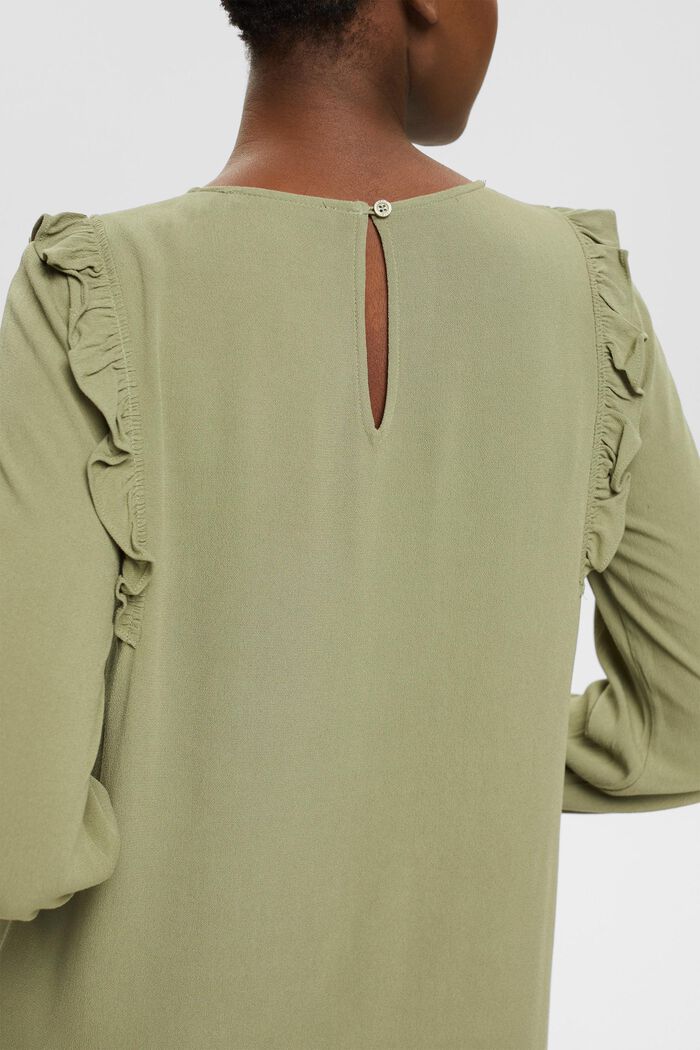 Mini-robe à détail froncé, LENZING™ ECOVERO™, LIGHT KHAKI, detail image number 4