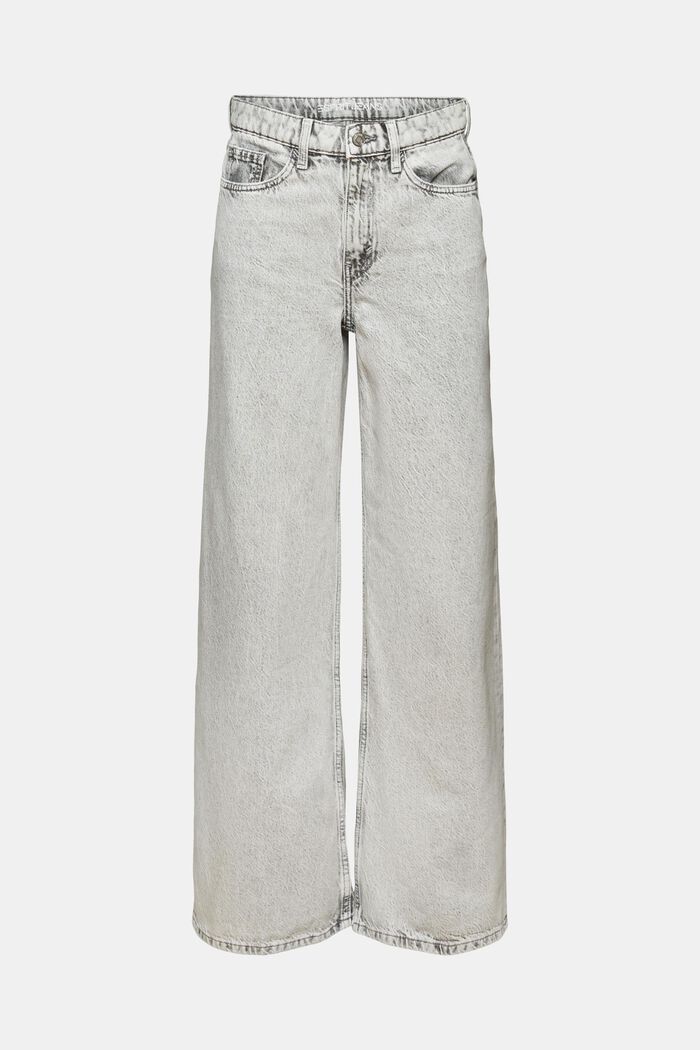 Retro-Jeans mit hohem Bund und weitem Bein, GREY LIGHT WASHED, detail image number 6