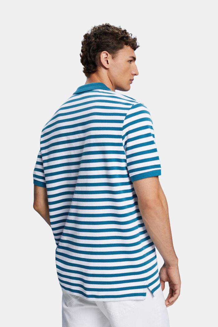 Gestreiftes Slim-Fit-Poloshirt, PETROL BLUE, detail image number 3
