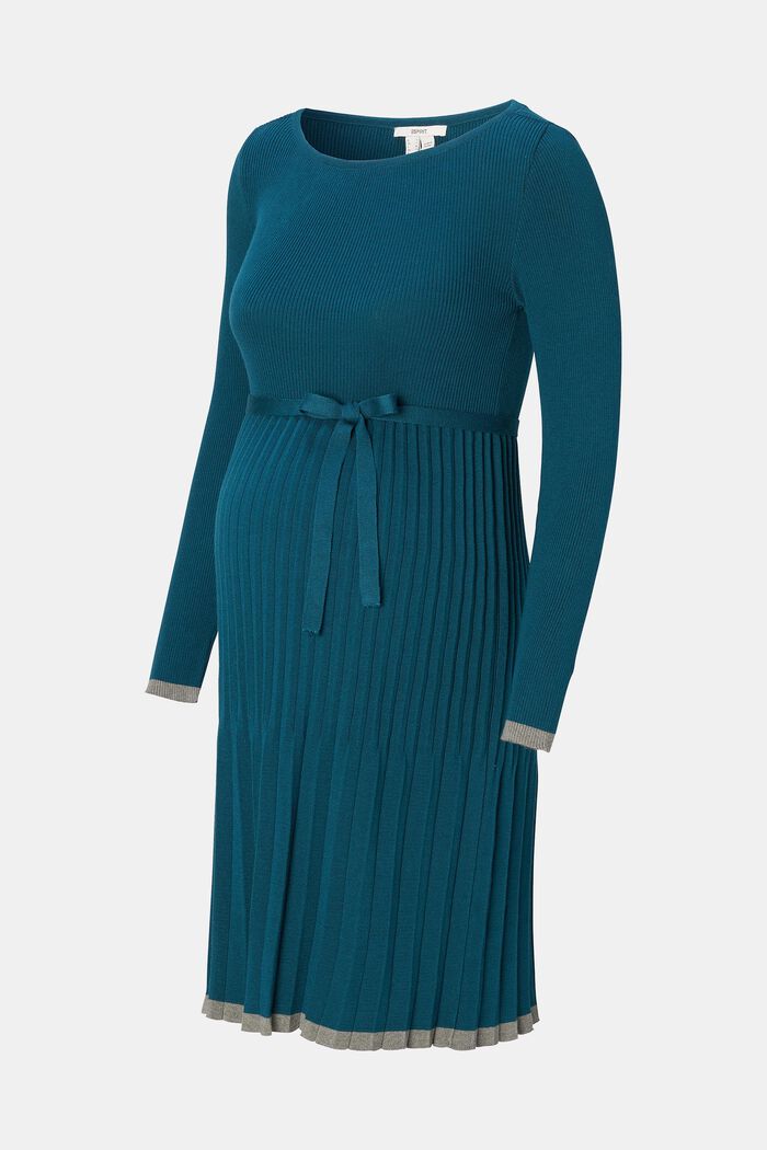 Robe-pull plissée, coton biologique, ATLANTIC BLUE, detail image number 4