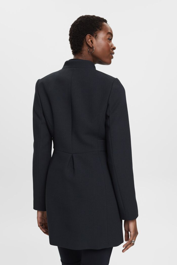 Manteau cintré à col à revers inversé, BLACK, detail image number 3