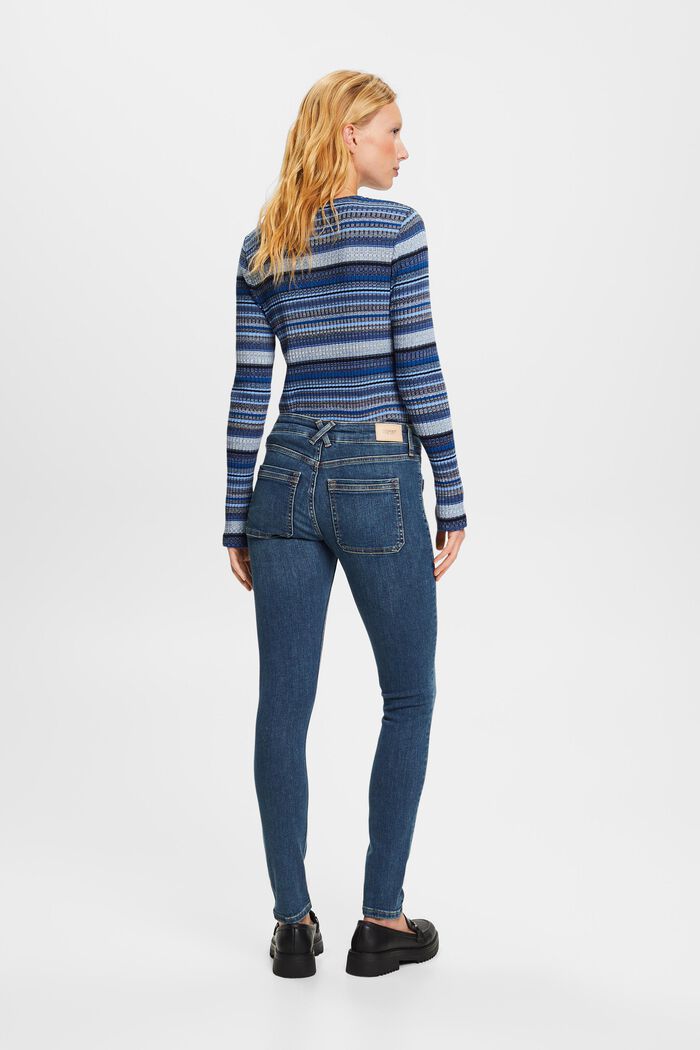 Enge Jeans mit mittelhohem Bund, BLUE DARK WASHED, detail image number 3