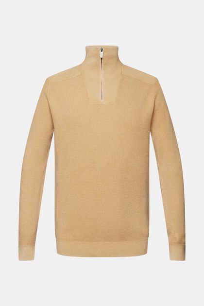 Pullover mit halbem Zipper, 100 % Baumwolle