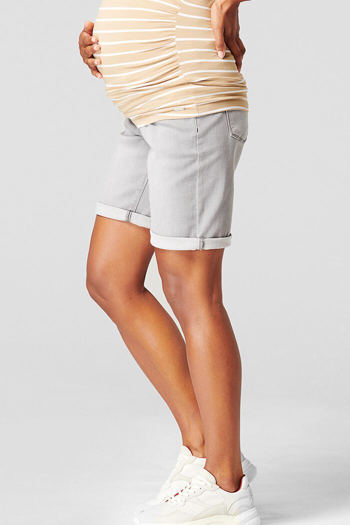Short en jean à ceinture de maintien pour le ventre, GREY DENIM, detail image number 4