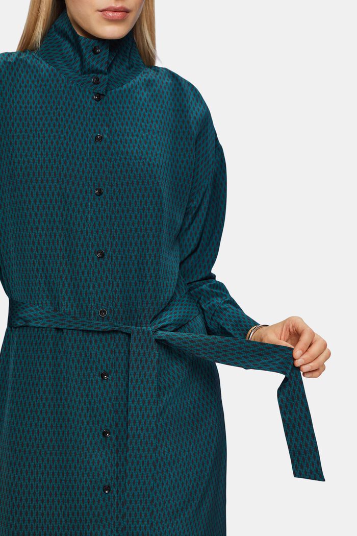 Robe-chemise en soie, EMERALD GREEN, detail image number 3