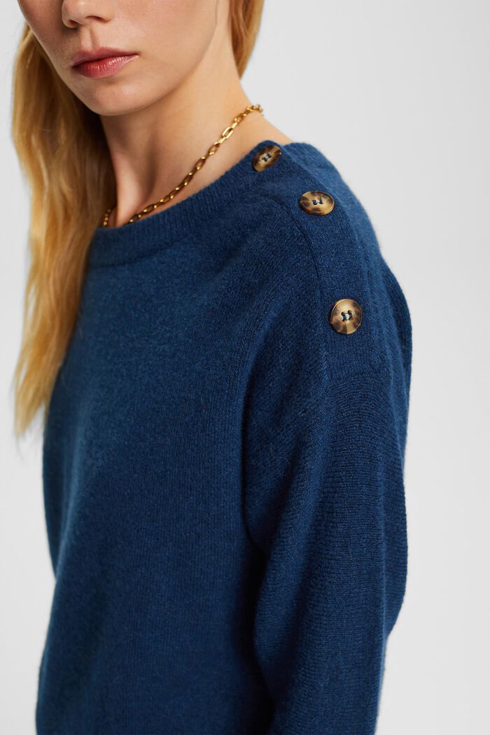 Mit Wolle: Pullover, NEW PETROL BLUE, detail image number 0