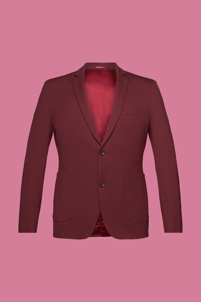 Blazer en jersey de maille piquée à boutonnage droit, BORDEAUX RED, detail image number 5